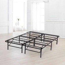 Modern Bi-Fold Folding Platform Metal Bed Frame Mattress Foundation King