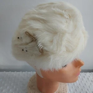 Vintage Taxidermy Mink Fur Hat Cap Real Head Eyes 2 Minks White Stole Mob Wife - Picture 1 of 15