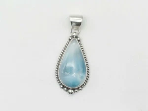 Navajo Handmade Pendant Native American Sterling Silver and Larimar Stone - Picture 1 of 7