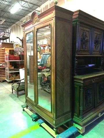 Wardrobe- French with Brass Ormolu- Antique Cover