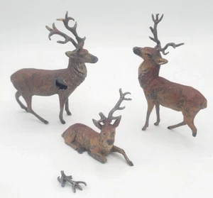 Lot of 3 Old 1930s German Cast Metal Reindeer. Putz / Heyde. Damaged - Picture 1 of 6