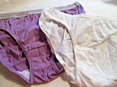 Новые трусики бикини 2 Hanes & Fruit of Loom💘 размер 5/S сиреневые лавандовые и белые  - Изображение 1 из 4