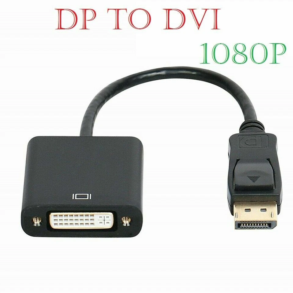 Display Port DP Male to DVI-D & DVI-I Female Adapter Cable Converter Lead 4K HD - Image 1 of 4