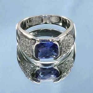 Großhandel Menge 4 Stck. Klassische Sterlingsilber Blau Tansanit CZ Größe 8 Ringe - Bild 1 von 4