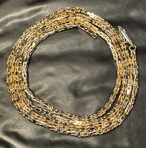 COLLAR DE CADENA BIZANTINA ITALIANA DE ORO AMARILLO DE 14K 29,5" - COMO NUEVO - 27,4 gramos - Imagen 1 de 7