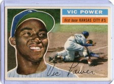 1956 TOPPS BASEBALL #67 VIC POWER "WHITE BACK", KANSAS CITY ATHLETICS 071422