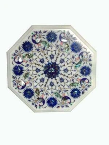 12" Marble Side end Table Top Inlay Pietradura art semi precious stones work - Picture 1 of 1