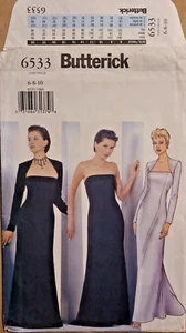 Butterick 6533 Shrug con collo rialzato e abito da sera lunghezza pavimento taglia 6-10 - Foto 1 di 3