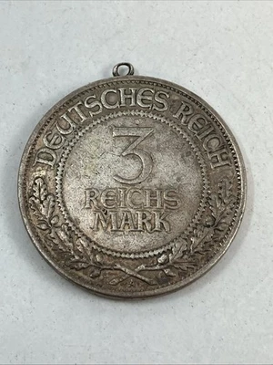 GERMAN 3 Reichsmark 1926 Lubrck 700 Year Commemorative 50% Silver Coin Pendant - Image 1 of 4