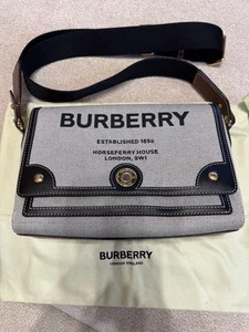 Burberry Horseferry Shoulder Bag Canvas Gray Unisex Logo Print used 2506SM - Picture 1 of 10