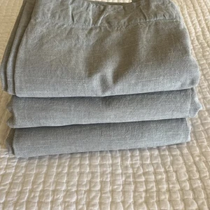 3 POTTERY BARN Emery Linen Lined Curtain Panels - Mineral Blue - 50"x84" - Picture 1 of 10