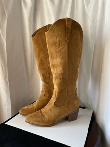 Damen Wildleder Cowboystiefel Größe 43 Details/Getragen siehe Bilder - Bild 1 von 8