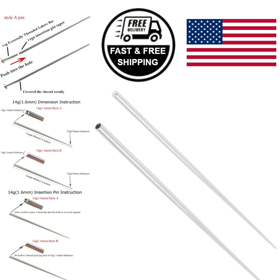 Конические вставные штифты 316 л из нержавеющей стали для безопасного пирсинга тела (2 шт.) - Изображение 1 из 4
