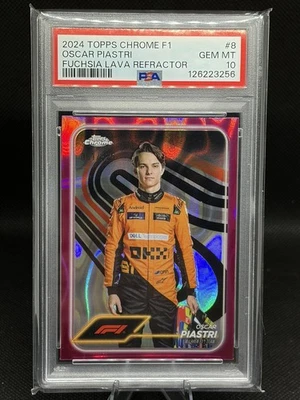 2024 Topps Chrome F1 OSCAR PIASTRI Fuschia Lava Refractor /225 #8 PSA 10 McLaren - Image 1 of 2