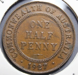 Medio centavo Australia 1927 George V Melbourne como nuevo XF KM# 22 - Imagen 1 de 2