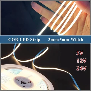 3mm 5mm COB LED Strip Light Flexible Tape Lights for Home Decor DIY Lighting - Picture 1 of 52