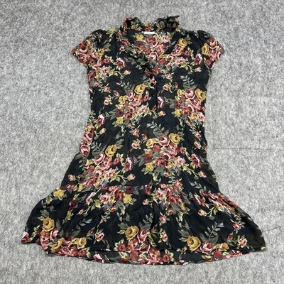 Vestido Kimchi Azul Mujer Pequeño Floral Volantes Boho Transparente Manga Corta Estilo Vintage Foto 1 de 4