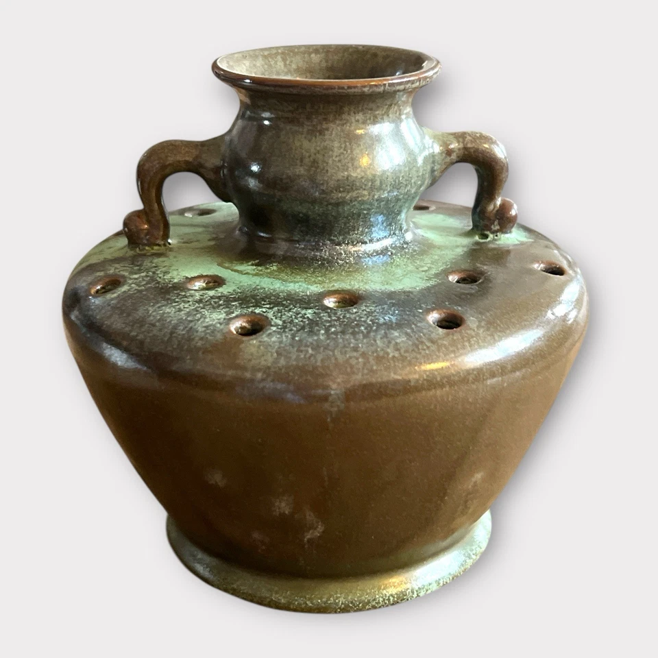 Antique 1927 Selden Bybee Frog Vase Pottery Shades Of Green Signed 540 Rare 6” - Image 1 of 4