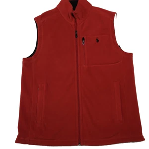 Polo Ralph Lauren Fleece Vest Men L Red Zip Up Performance Jacket Pony Logo - Picture 1 of 12
