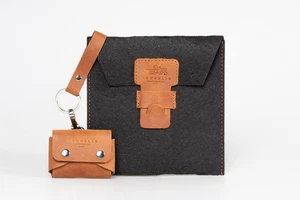 Echt Leder Airpods Case Hülle - Schutzhülle mit Schlüsselanhänger Clip | Airpods Pro - Bild 1 von 8