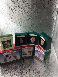 HALLMARK MINIATURE ORNAMENTS SET OF 7 TEDDY BEAR THEME NEW IN THE BOXES - Picture 1 of 20