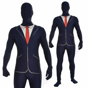 Disappearing Man Business Suit Adults Slenderman Style Fancy Dress Costume Hallo