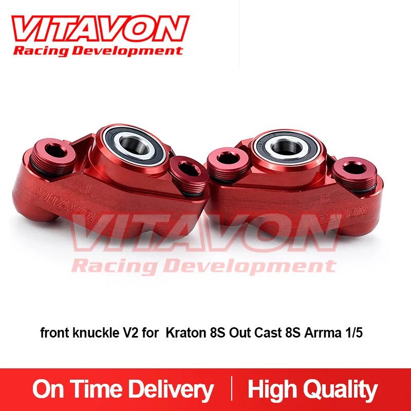 Vitavon Kraton 8S OutCast 8S CNC aluminum7075 front knuckle V2 for Arrma 1/5 red - Image 1 of 4