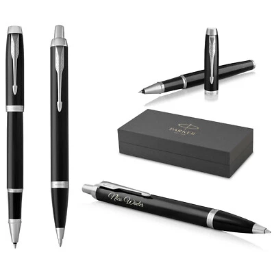 Parker IM Core Schreibset Tintenroller+Kugelschreiber Black Lacquer C.C. Gravur - Bild 1 von 4