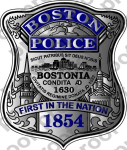 STICKER BOSTON POLICE BADGE NEW BLUE - Picture 1 of 1