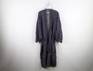 Vintage 90s Streetwear Mens One Size Faded Belted Geometric Silk Bath Robe - Picture 1 of 18