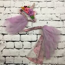 Matilda Jane Girls Sz M Unicorn Headband And Belt Tule Floral Mane & Tail