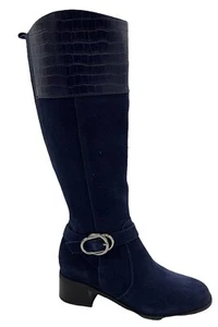Marc Fisher Medium Calf Suede Boots Hailin Navy - Picture 1 of 5