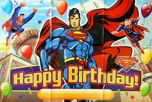 SUPERMAN SUPERHERO HAPPY BIRTHDAY POSTER BANNER - PARTY SUPPLIES DECORATION - Picture 1 of 1
