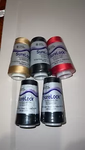 Coats & Clark Surelock Overlock Thread 3000 Yds 3 Black 1 Red & 1 Gold - Picture 1 of 5