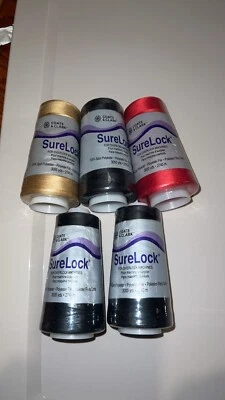 Coats & Clark Surelock Overlock Thread 3000 Yds 3 Black 1 Red &  1 Gold - Image 1 of 4