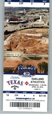 Oakland Athletics vs Texas Rangers 4/30/2014 Full Ticket  - Image 1 of 2