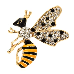 Cute Bee Brooches for Women Unisex Enamel Rhinestone Beautiful Insects Party Cas - Picture 1 of 12