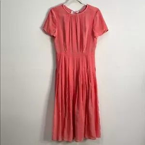 J. Crew Fit & Flare Dress Size 2 Modest Short Sleeve Coral - Picture 1 of 15