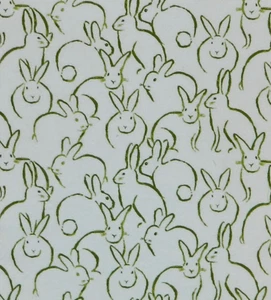 5 YDS UNCUT SUPER SNUGGLE FLANNEL FABRIC IN FULL BLOOM GREEN BUNNY OUTLINE JOANN - Picture 1 of 2