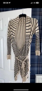 women’s grey striped caridgain size 12 - Picture 1 of 2