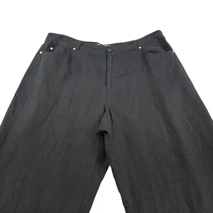 Pantalones informales Charter Club para mujer de lujo de lino negros relajados profesionales - talla 14 - Imagen 1 de 17