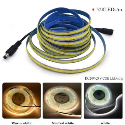 FOB DC 12V 24V LED Strip Light 528LED/m High Density Flexible COB Led Light tape - Image 1 of 4