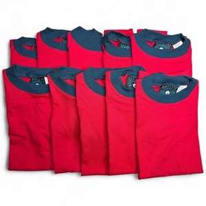 Bugle Boy Boys Short Sleeve T-Shirt Size Large Red Navy Trim Crew Neck 10 Shirts - Picture 1 of 9