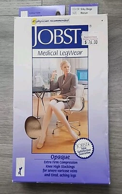 Jobst Extra Firm Compression 30-40 mmHg Knee High Closed Toe Silky Beige Medium  - Image 1 of 4