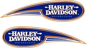 Fits Harley Davidson Fuel Tank Motorcycle Decals Glide Orange & Blue Set of 2 - Foto 1 di 1
