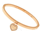 Michael Kors Mk Logo Heart Rose Gold Bangle Bracelet Crystals Mkj5039791 + Box