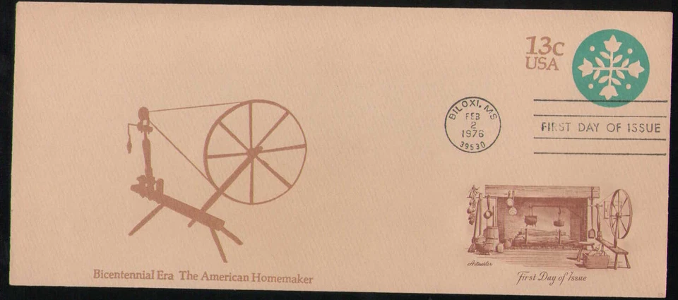 US. U572. 13c. American Homemaker. #10  Plain Artmaster FDC. MNH. 1976 - Image 1 of 1