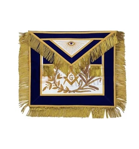 Masonic MASTER MASON Gold/Silver Embroided Apron square compass with G Blue - Picture 1 of 7