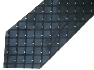 Vtg DiMoggio Mens Necktie Tie Navy Blue Checkered Dotted 56" Short Career - Picture 1 of 3