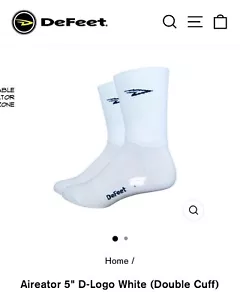 NEW DeFeet Aireator 5" Cycling Socks SMALL MEN UP TO 7 WOMEN 6-8 WHITE + BLACK - Picture 1 of 6